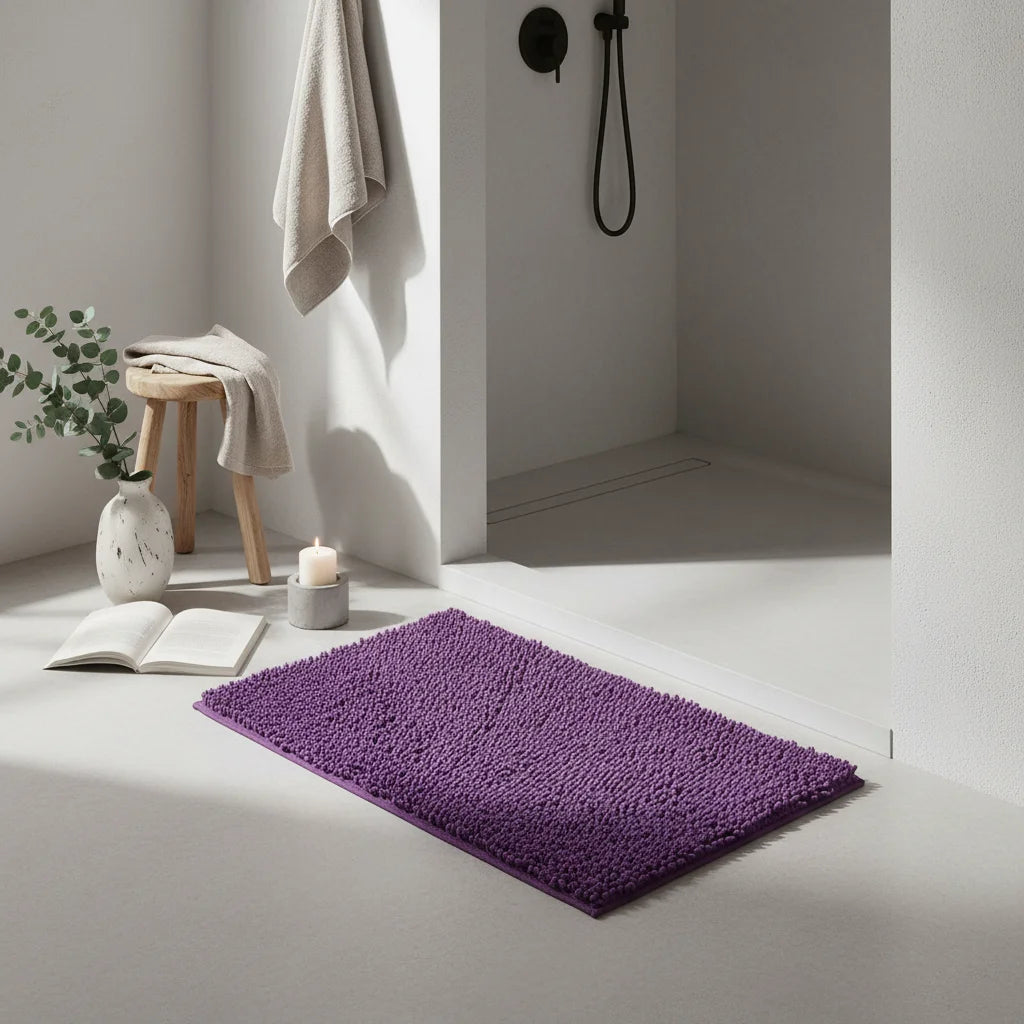 Tapis De Bain Chenille 60x90CM Prune Foncé