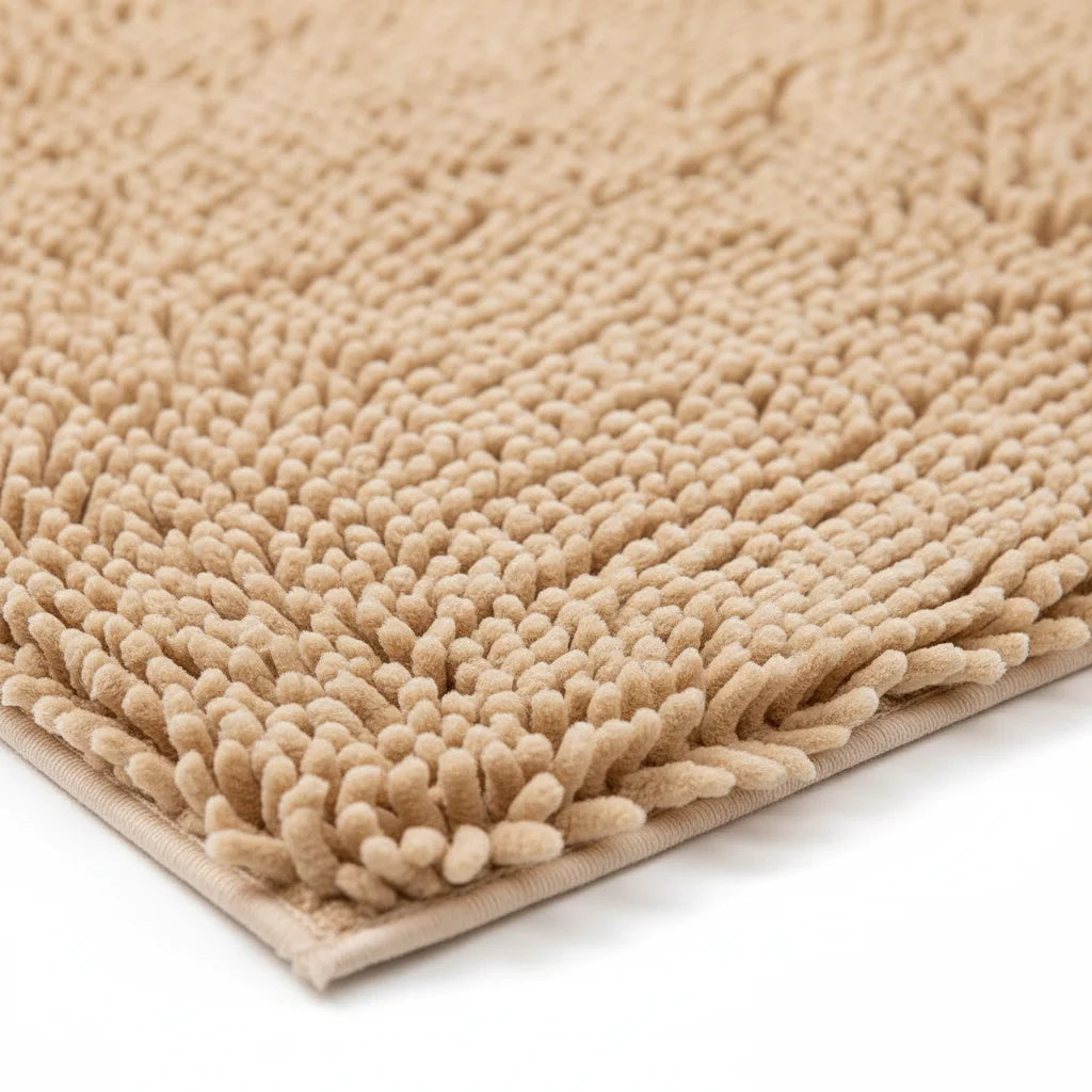 Tapis De Bain Chenille 60x90CM Beige Doré
