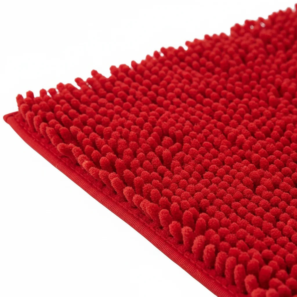 Tapis De Bain Chenille 60x90CM Rouge Vif