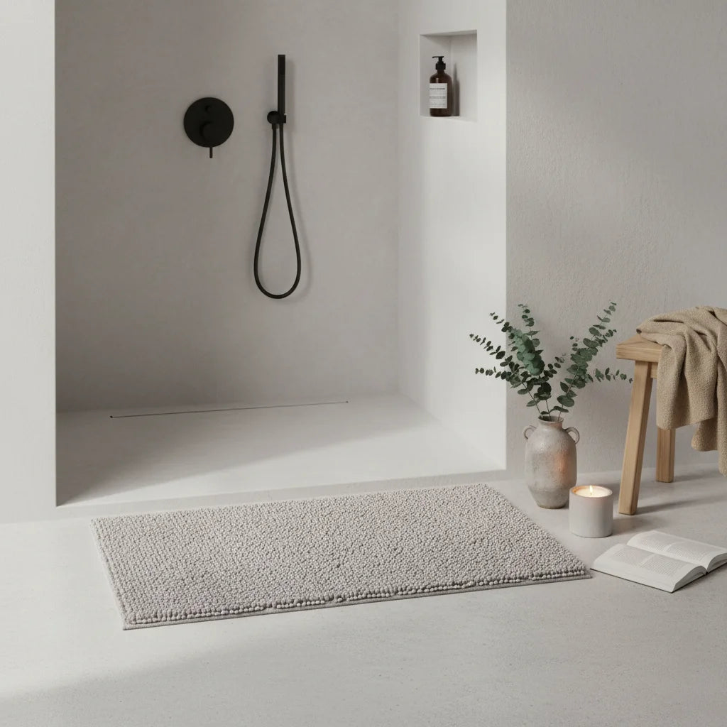 Tapis De Bain Chenille 60x90CM Gris Naturel