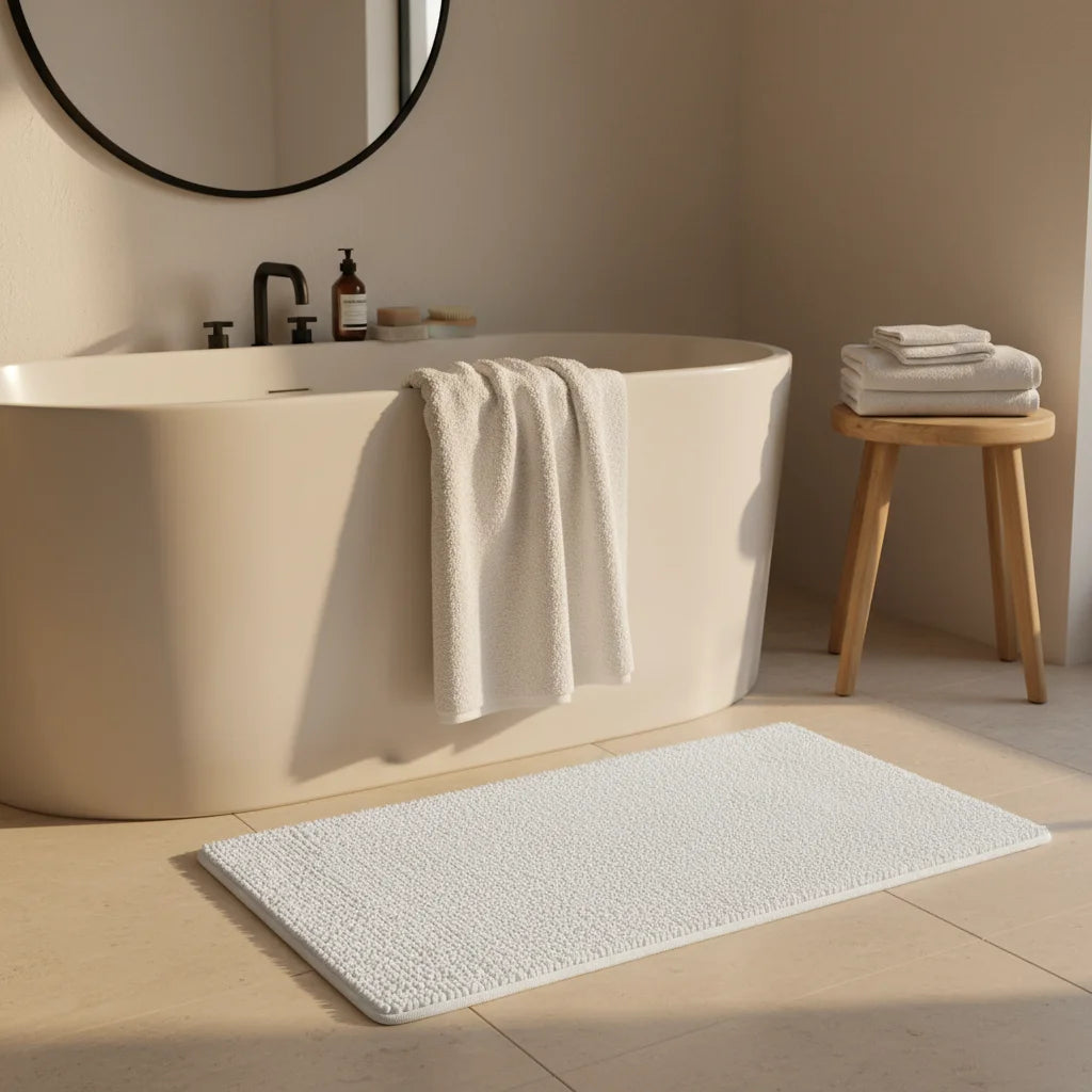 Tapis De Bain Chenille Blanc