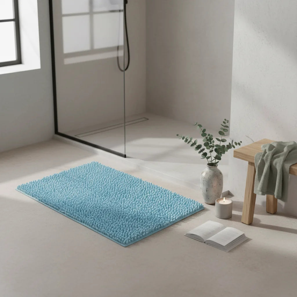 Tapis de Bain Chenille Bleu 70x140cm