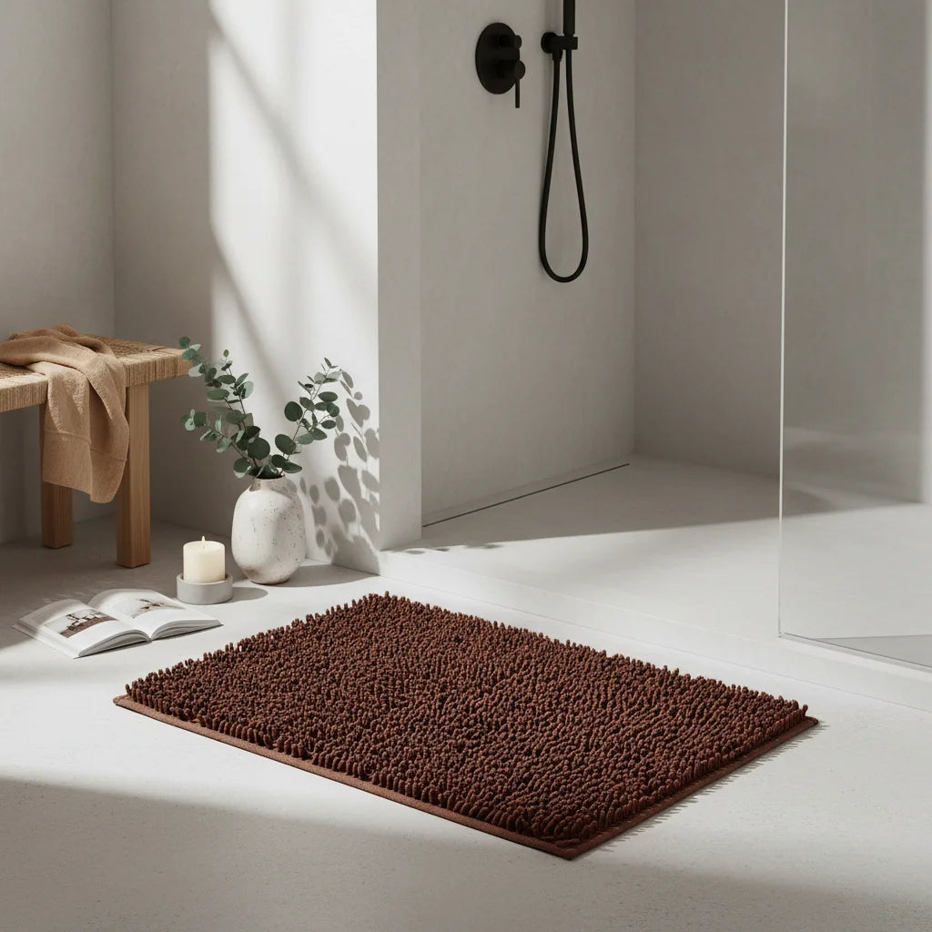 Tapis de Bain Chenille Marron 70x140cm