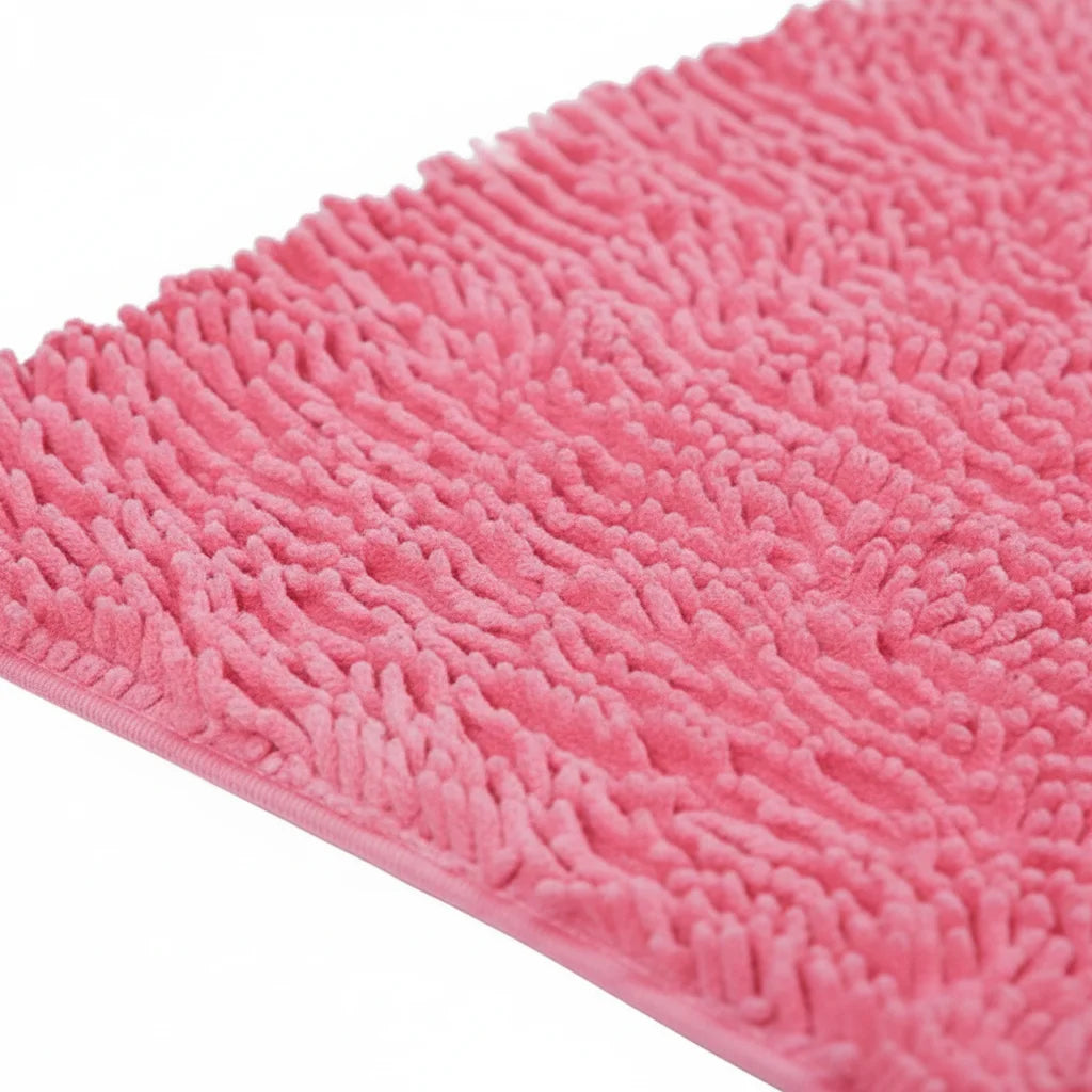 Tapis De Bain Chenille Rose 70x140cm