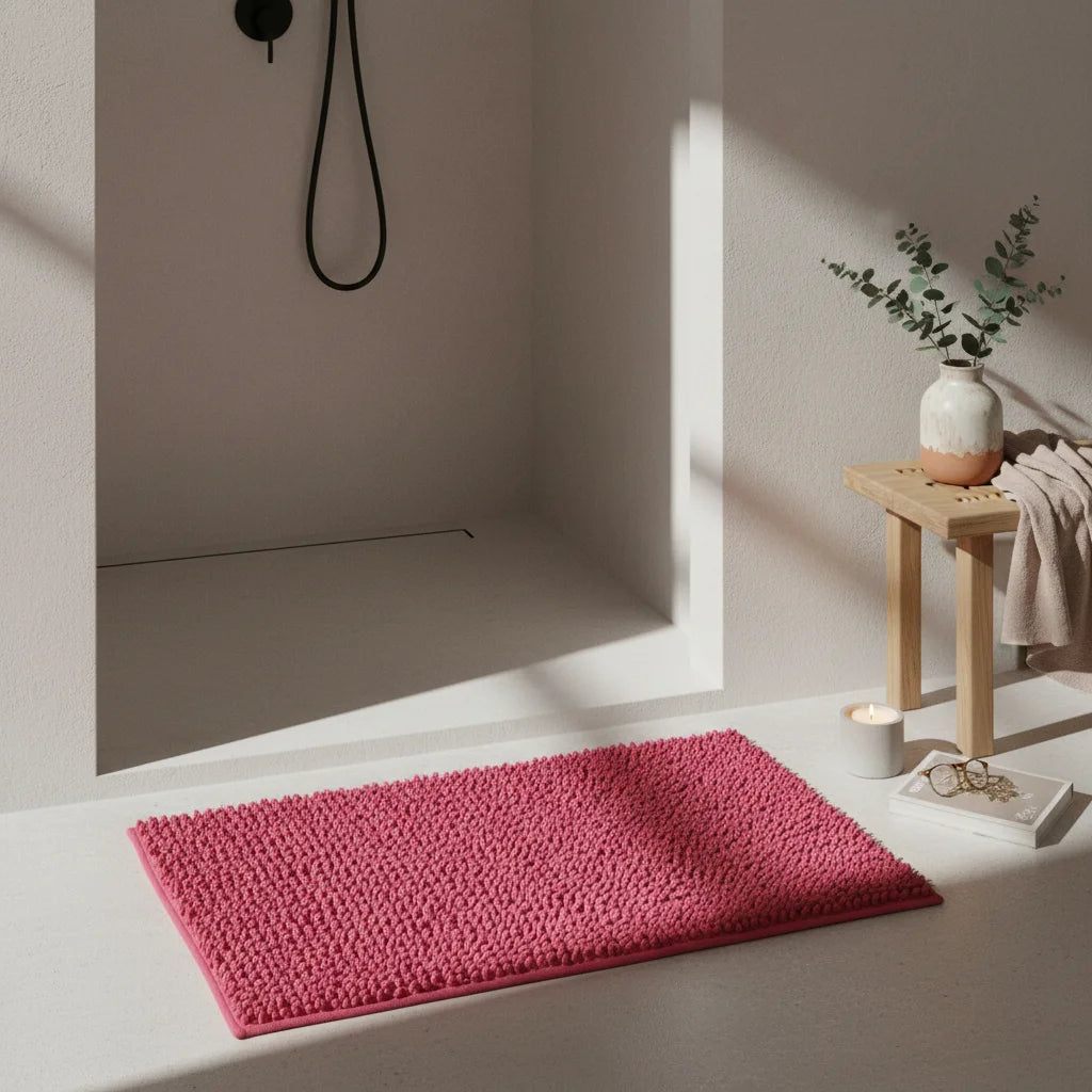 Tapis De Bain Chenille Rose Fushia