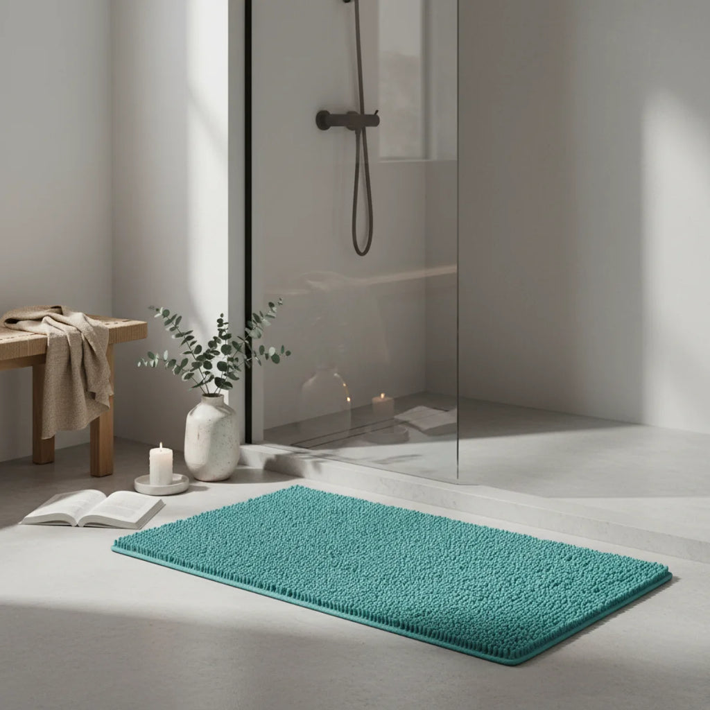 Tapis de Bain Chenille Turquoise