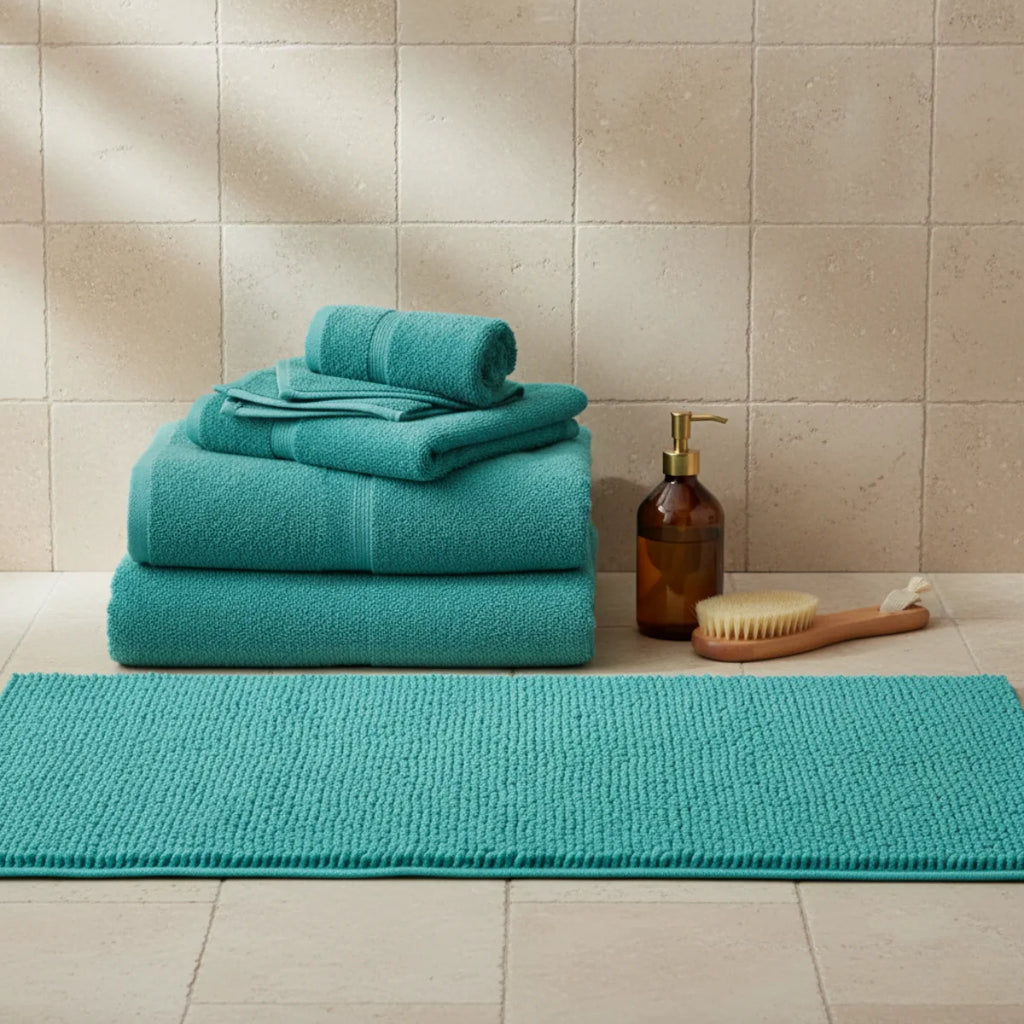 Tapis de Bain Chenille Turquoise