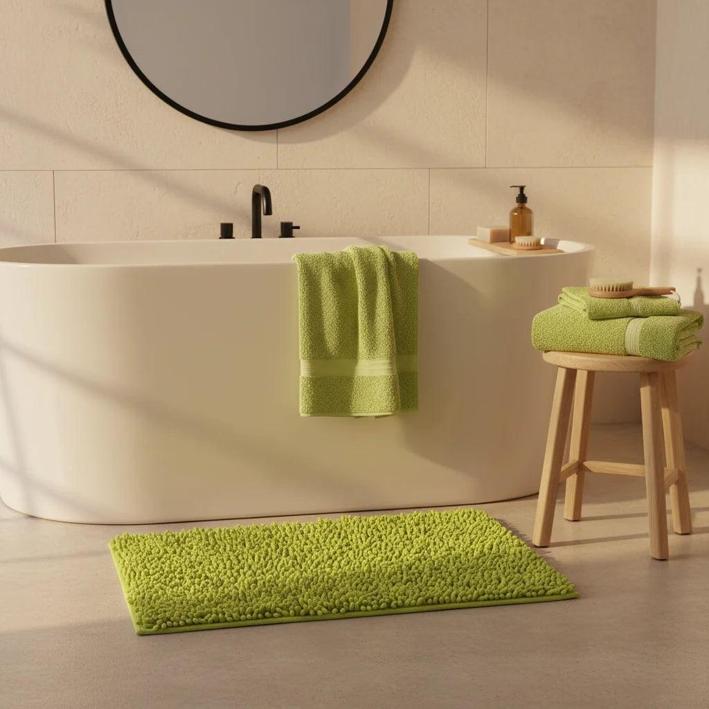 Tapis de Bain Chenille Vert 70x140cm