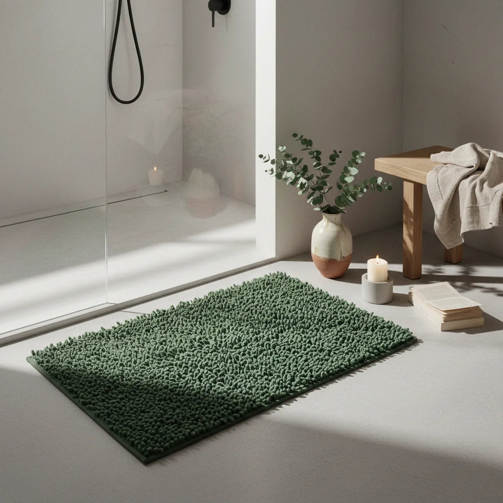 Tapis De Bain Chenille Vert Foncé