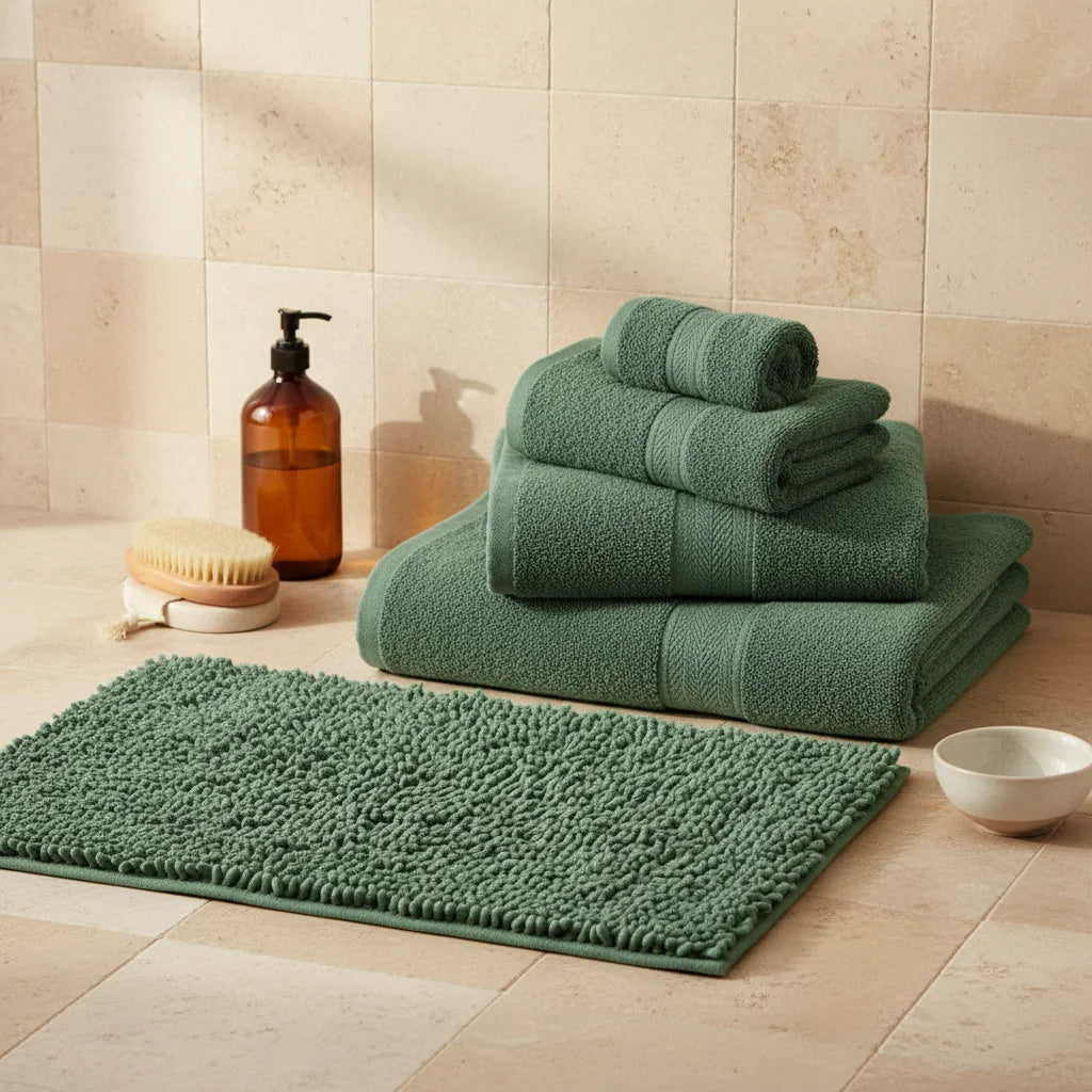Tapis De Bain Chenille Vert Foncé