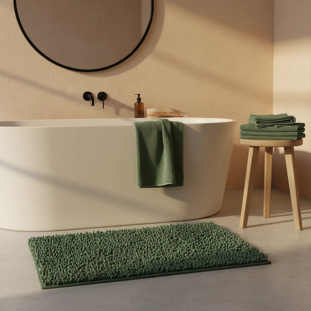 Tapis De Bain Chenille Vert Foncé