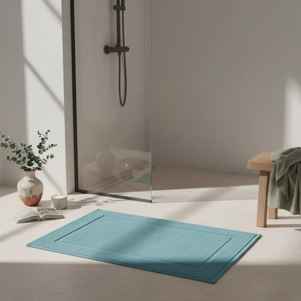 Tapis De Bain Coton Bleu