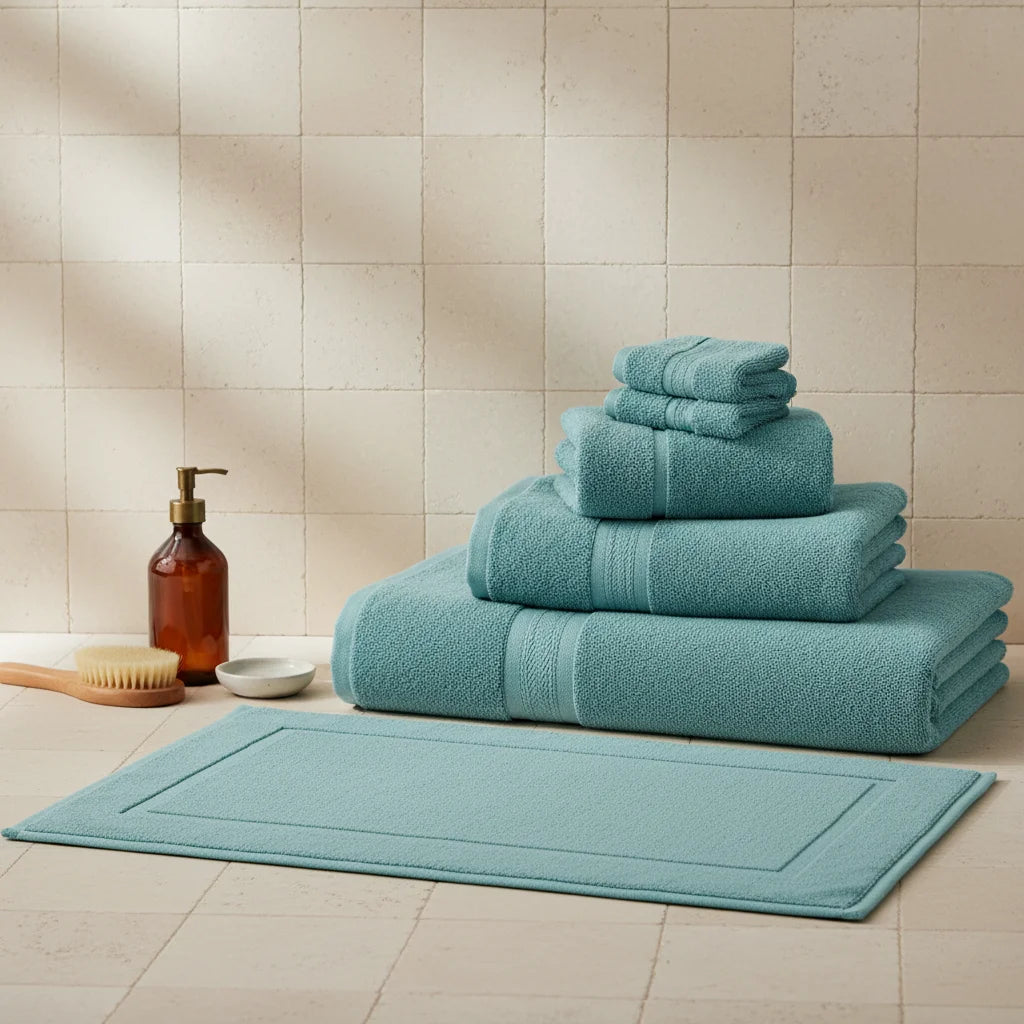 Tapis De Bain Coton Bleu