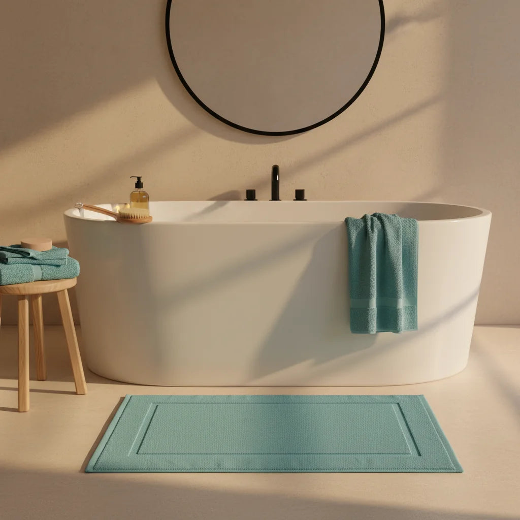 Tapis De Bain Coton Bleu