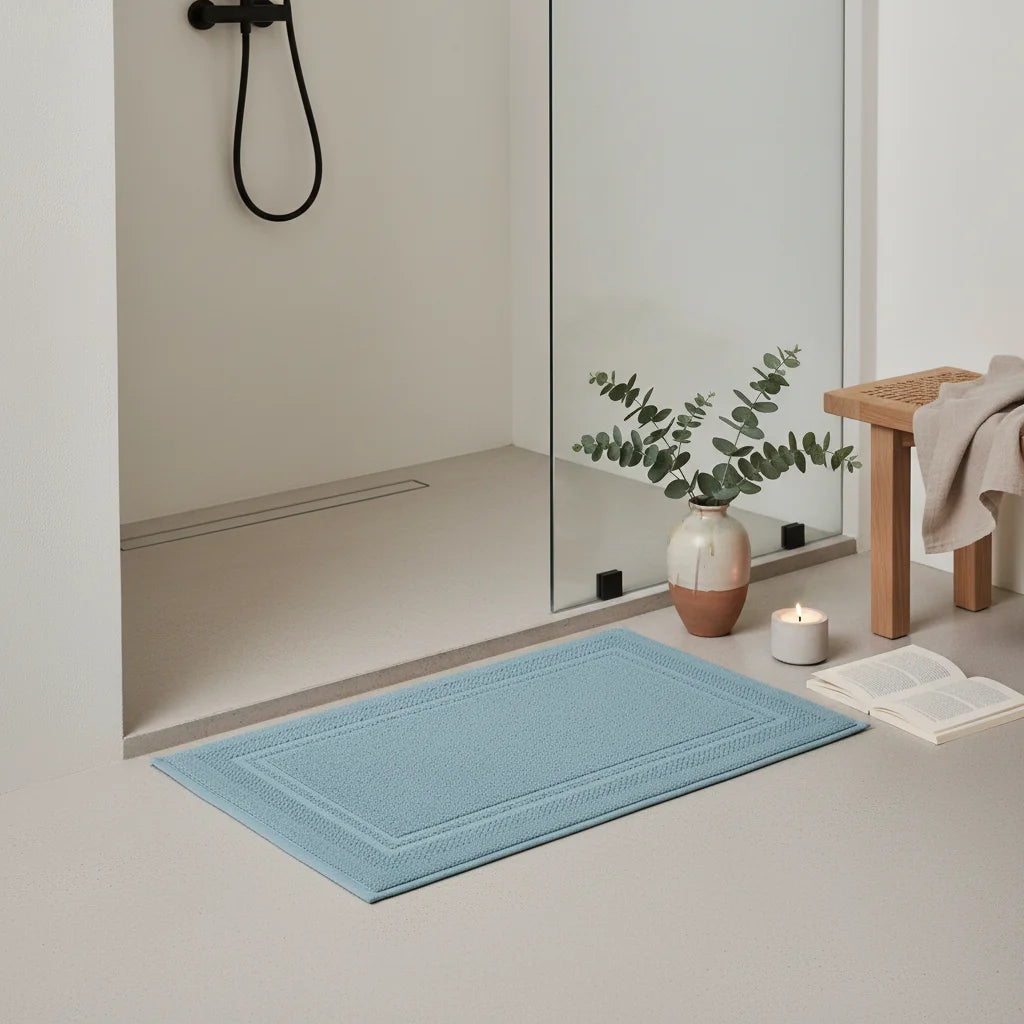 Tapis De Bain Coton Bleu Pétrole