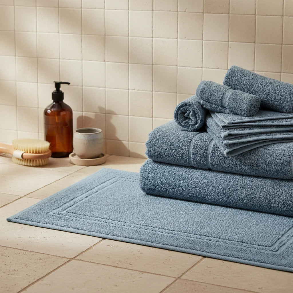 Tapis De Bain Coton Bleu Pétrole