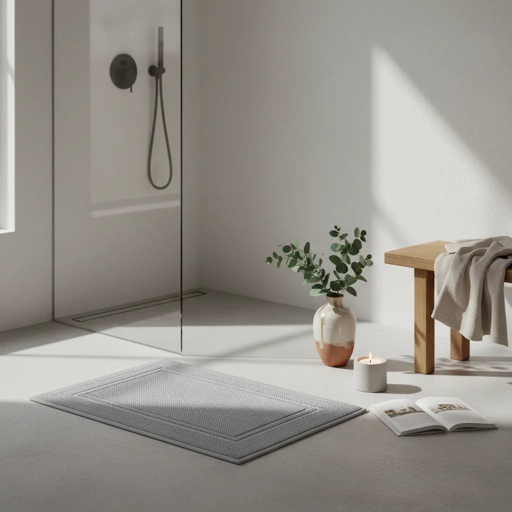 Tapis De Bain Coton Gris Pierre