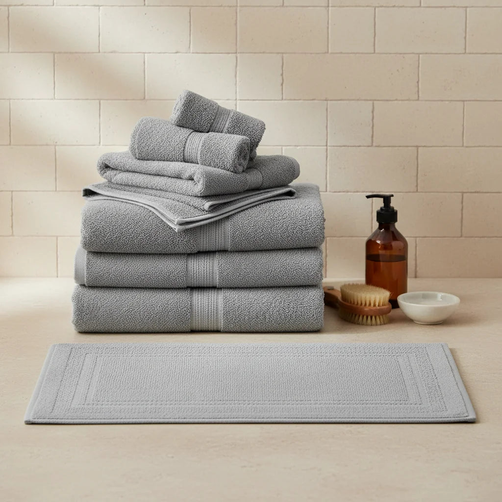 Tapis De Bain Coton Gris Pierre