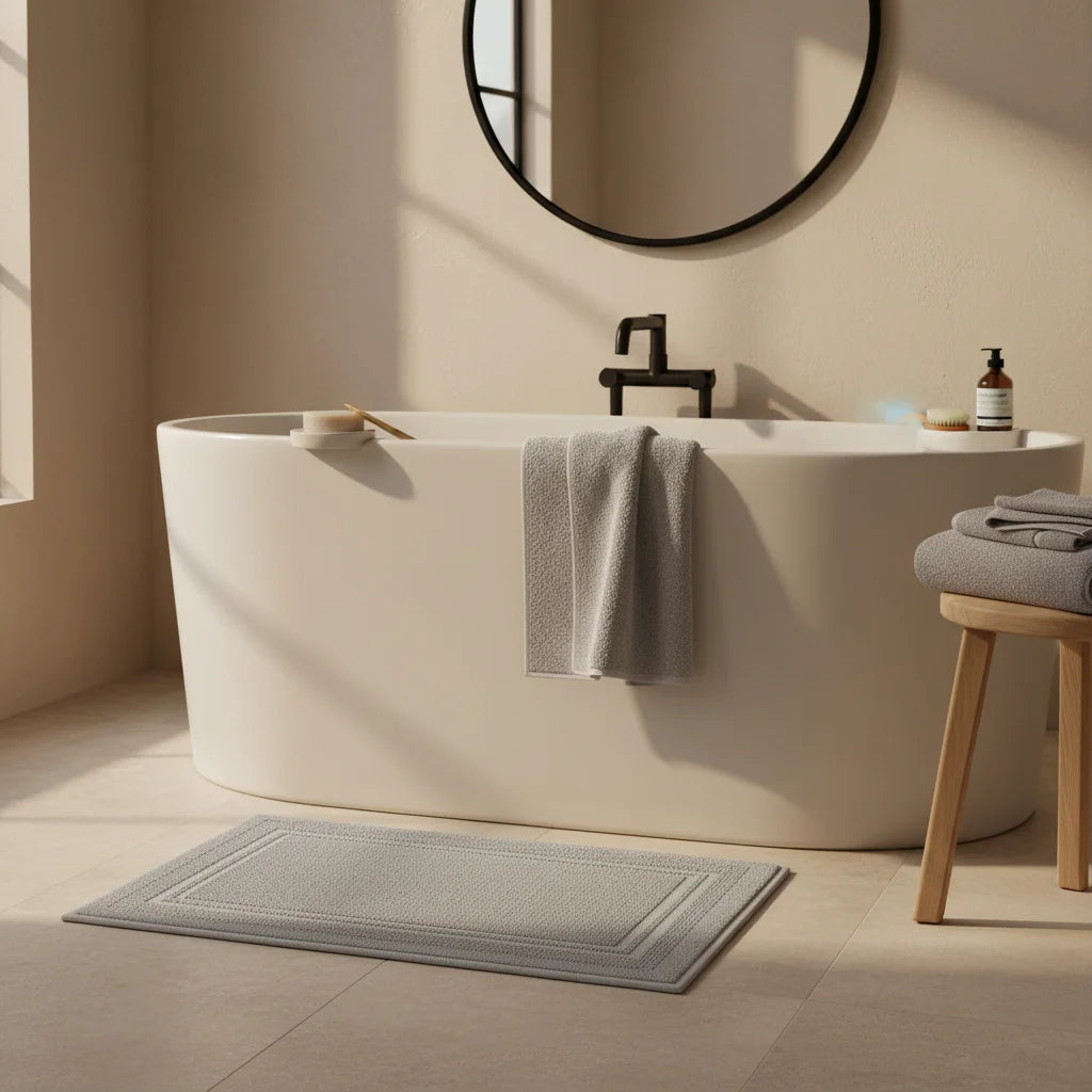 Tapis De Bain Coton Gris Pierre