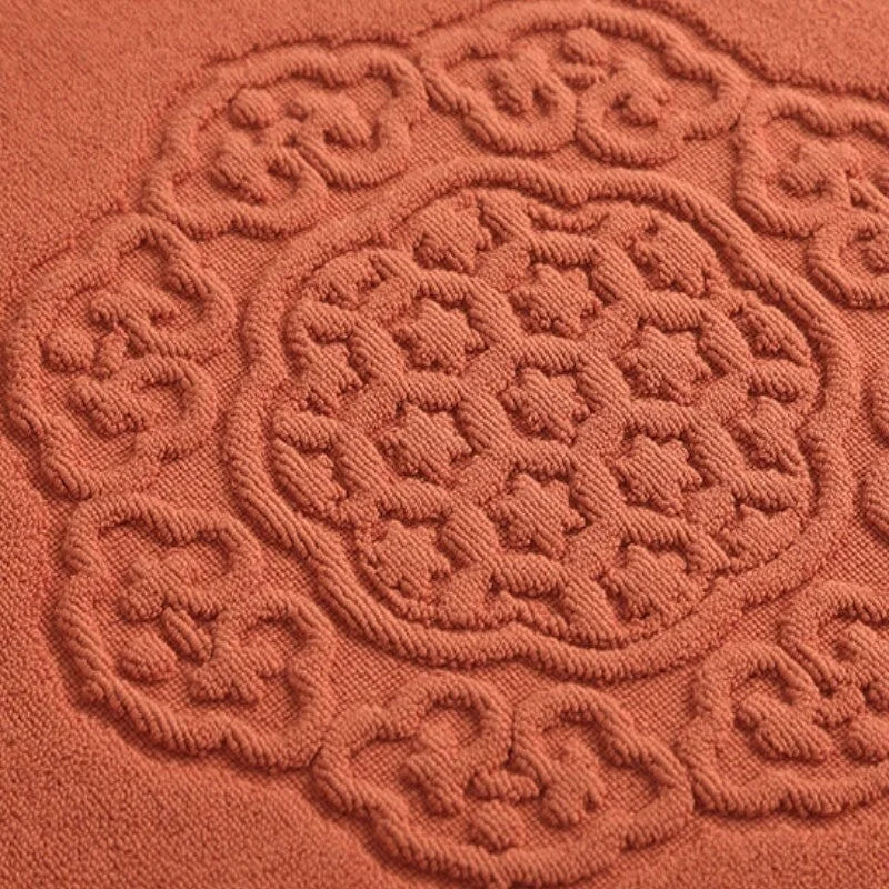 Tapis De Bain Coton Épais Orange Brique