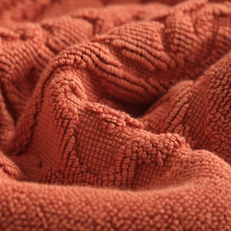 Tapis De Bain Coton Épais Orange Brique