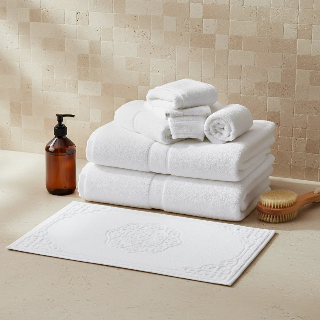 Tapis De Bain Coton Épais Écru Pur