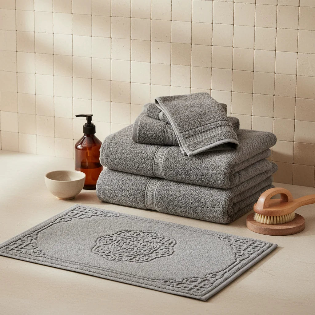 Tapis De Bain Coton Épais Gris Pierre