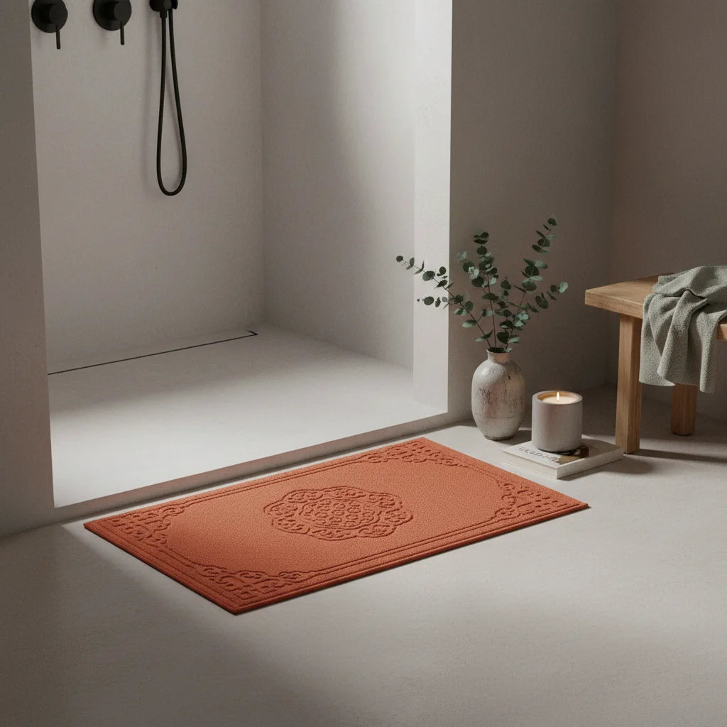 Tapis De Bain Coton Épais Bleu Canard