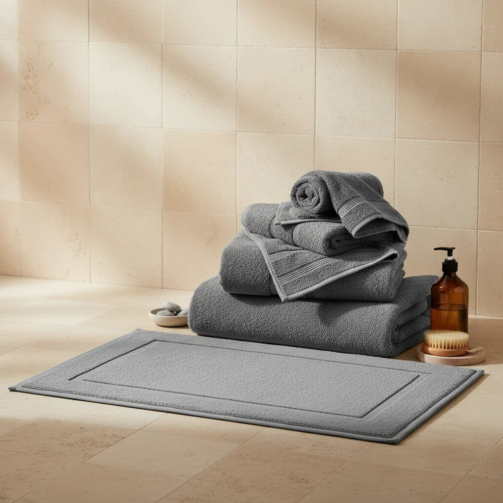 Badteppich Baumwolle Grau – Nordelvia