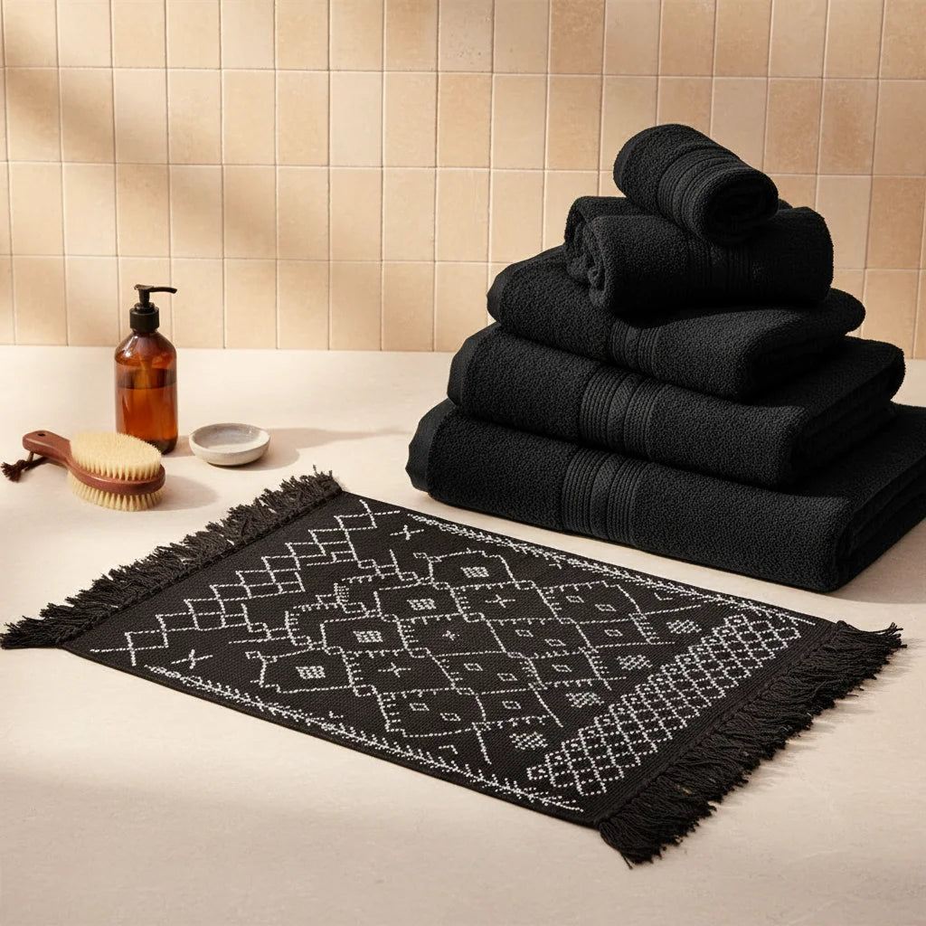 Tapis De Bain Coton Noir