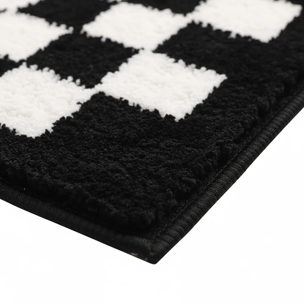 Tapis de Bain Damier Noir et Blanc 50x80cm
