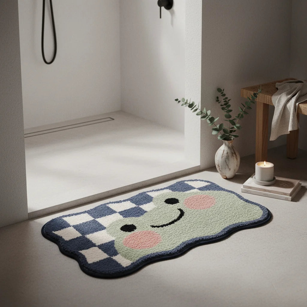 Tapis de Bain Damier Tortue Souriante