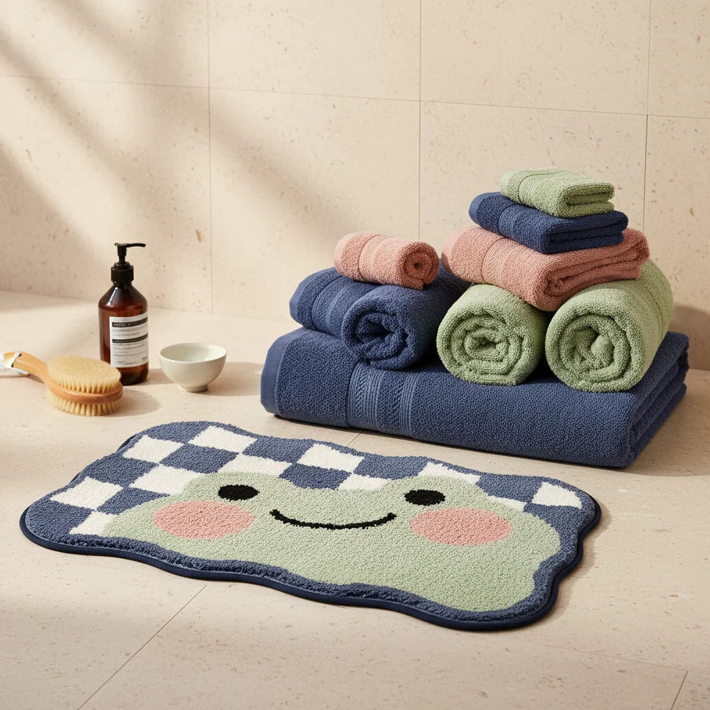 Tapis de Bain Damier Tortue Souriante