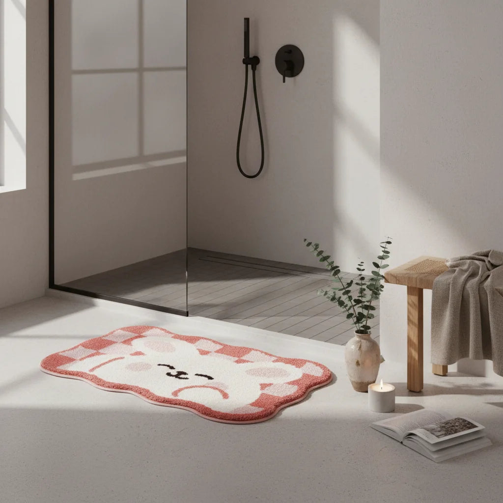 Tapis de Bain Damier Lapin Timide