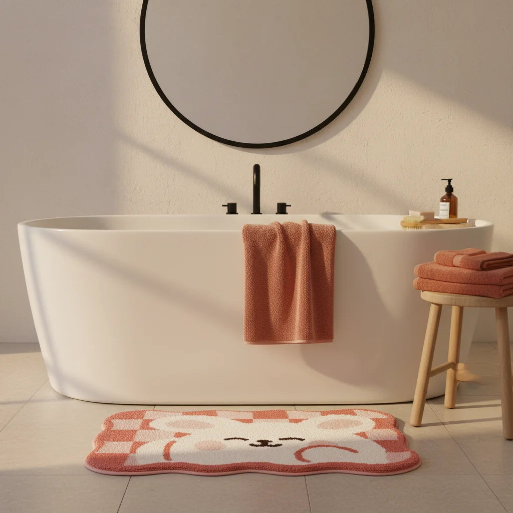 Tapis de Bain Damier Lapin Timide
