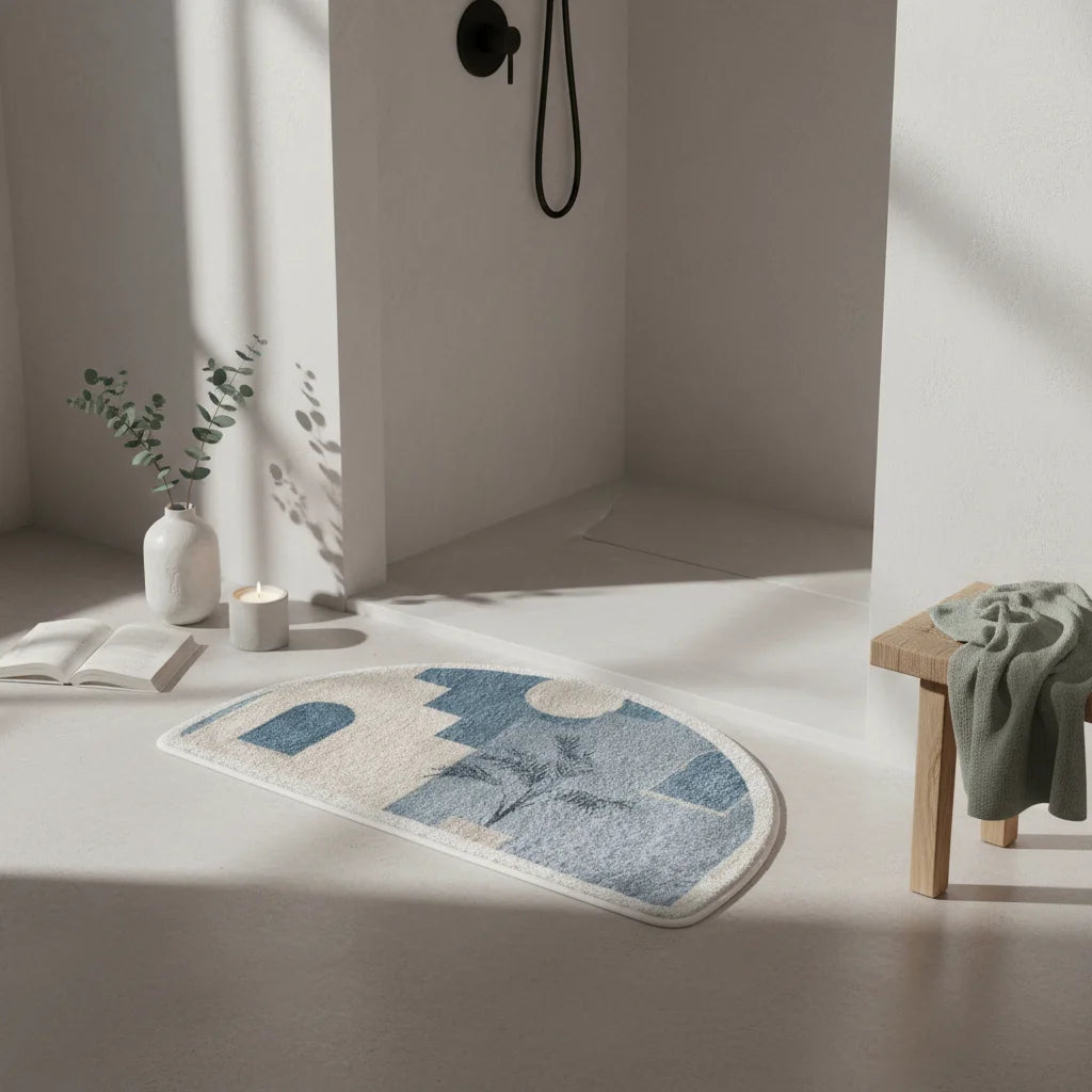 Tapis De Bain Demi Lune Bleu