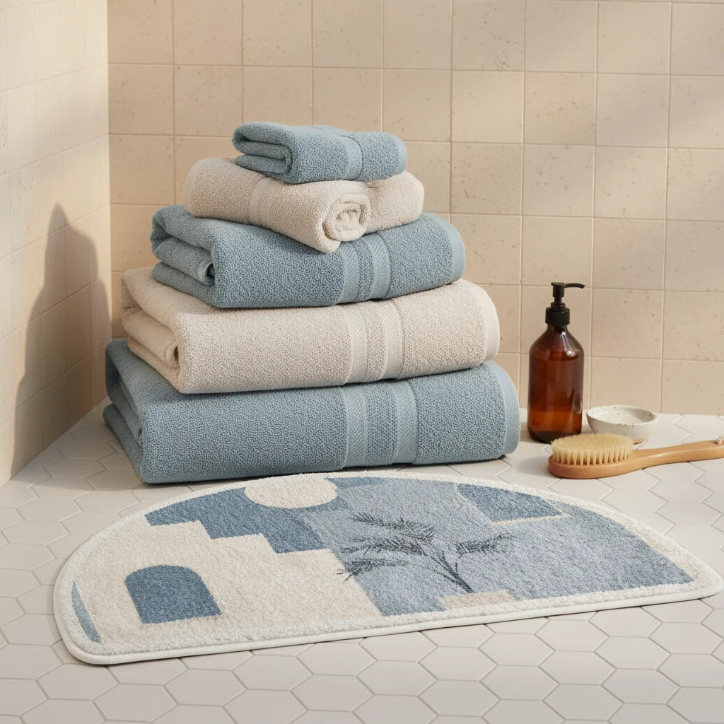 Tapis De Bain Demi Lune Bleu