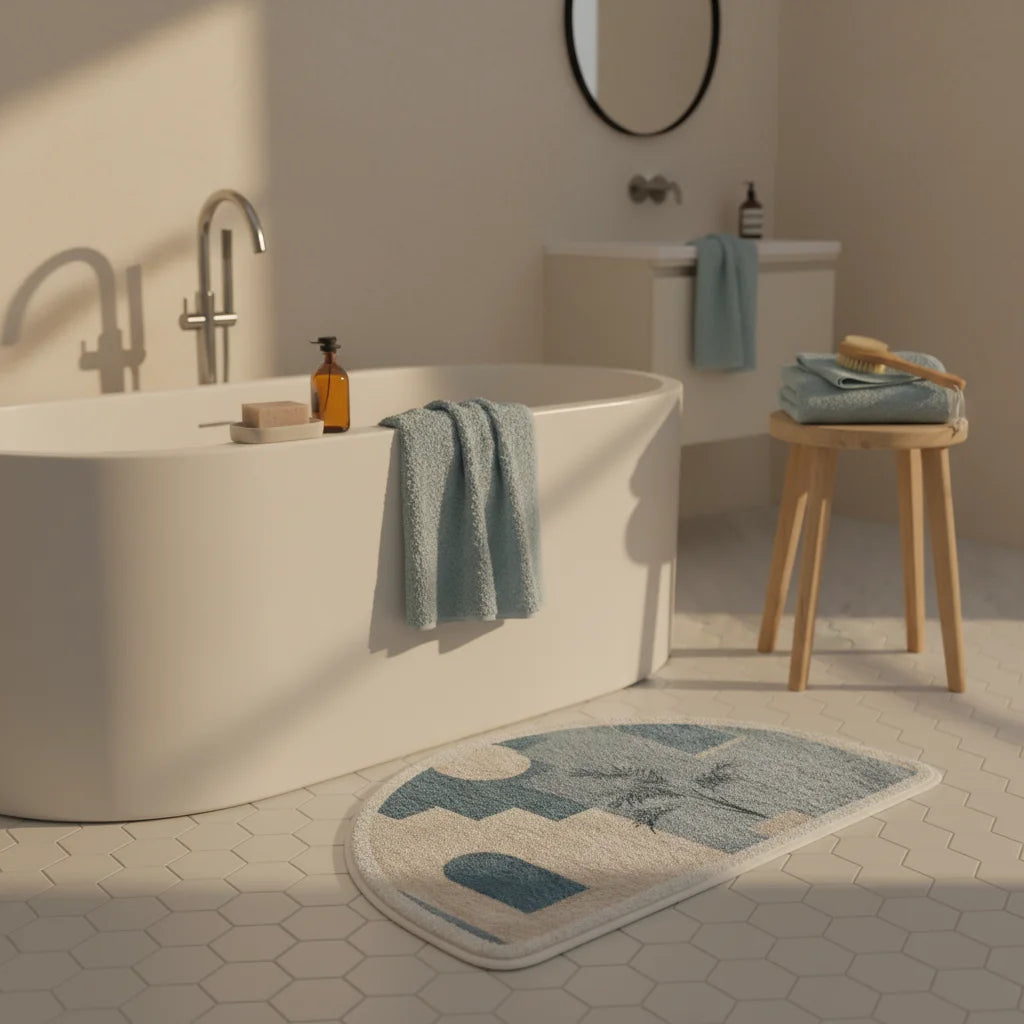 Tapis De Bain Demi Lune Bleu