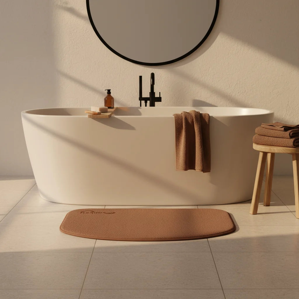 Tapis De Bain Demi Lune Microfibre Marron Chocolat