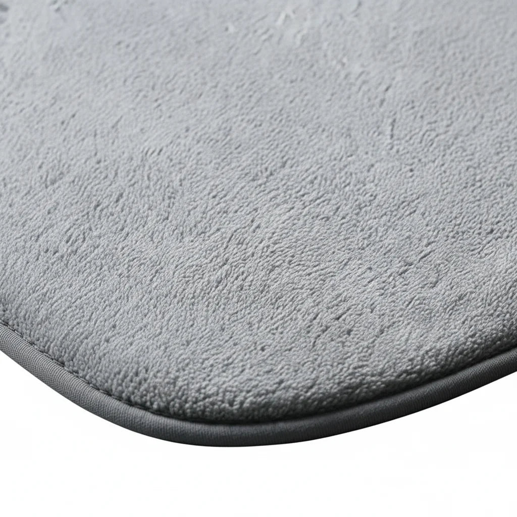 Tapis De Bain Demi Lune Microfibre Gris Naturel