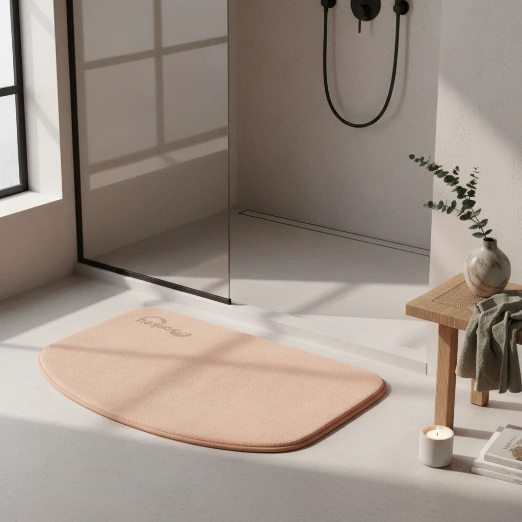 Tapis De Bain Demi Lune Microfibre Gris Naturel