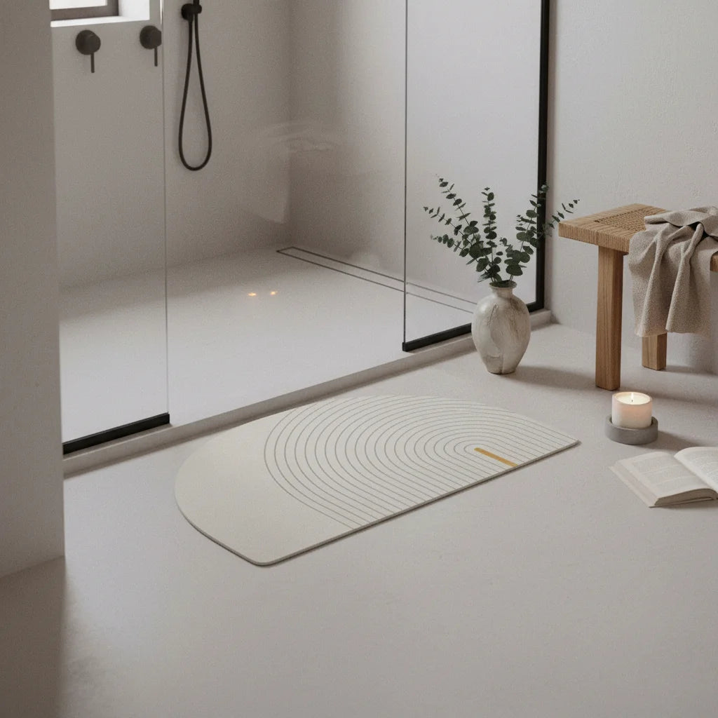 Tapis de Bain Demi Lune Mousse Absorbante Blanc Nuage