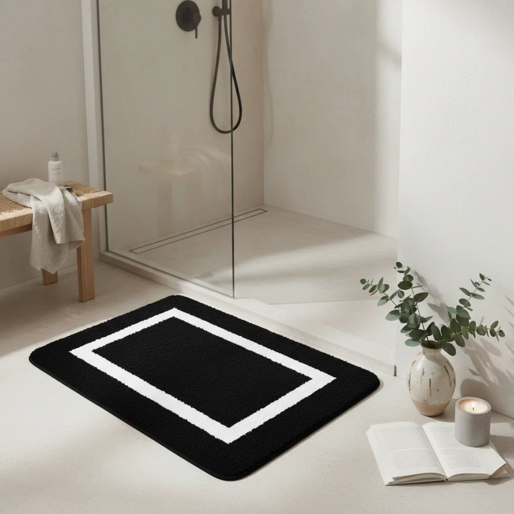 Tapis De Bain Design Noir Et Blanc