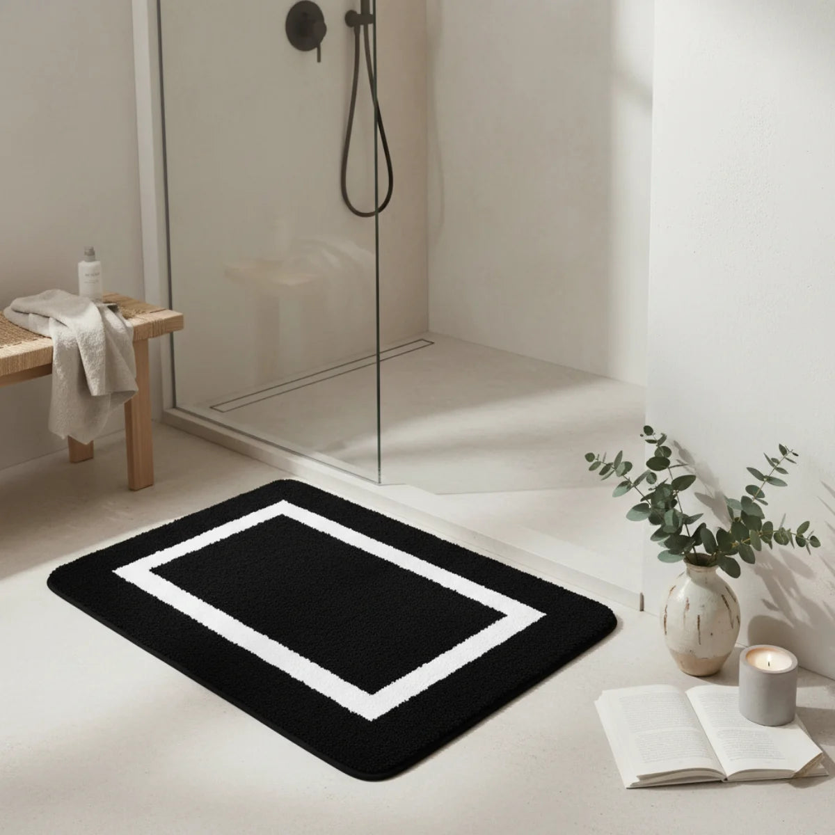 Tapis De Bain Design Noir Et Blanc
