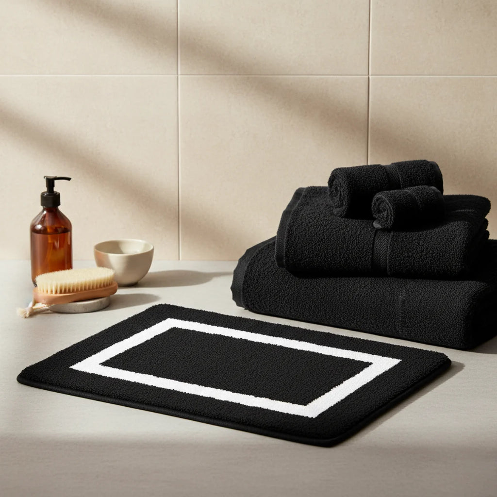 Tapis De Bain Design Noir Et Blanc