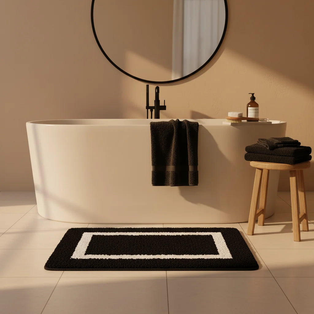 Tapis De Bain Design Noir Et Blanc