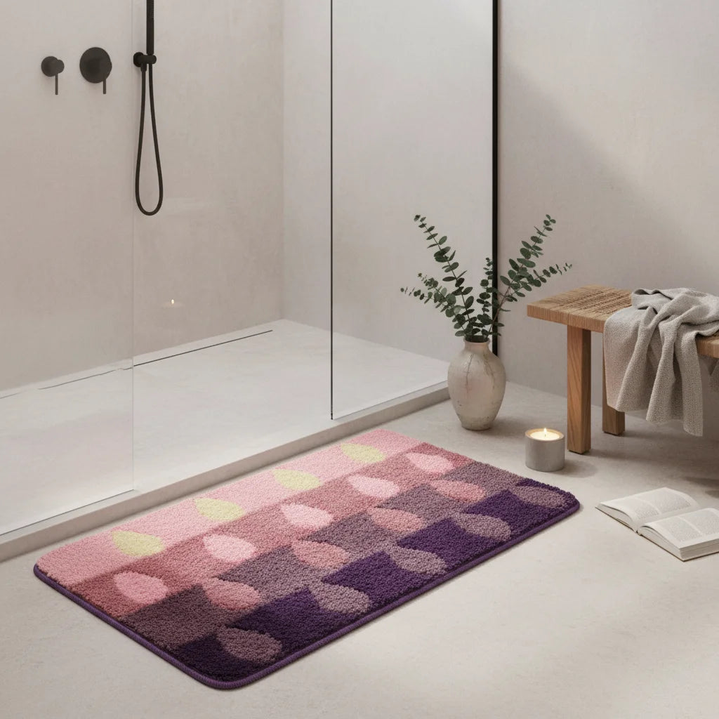 Tapis De Bain Design Rose Gouttes Crépuscule