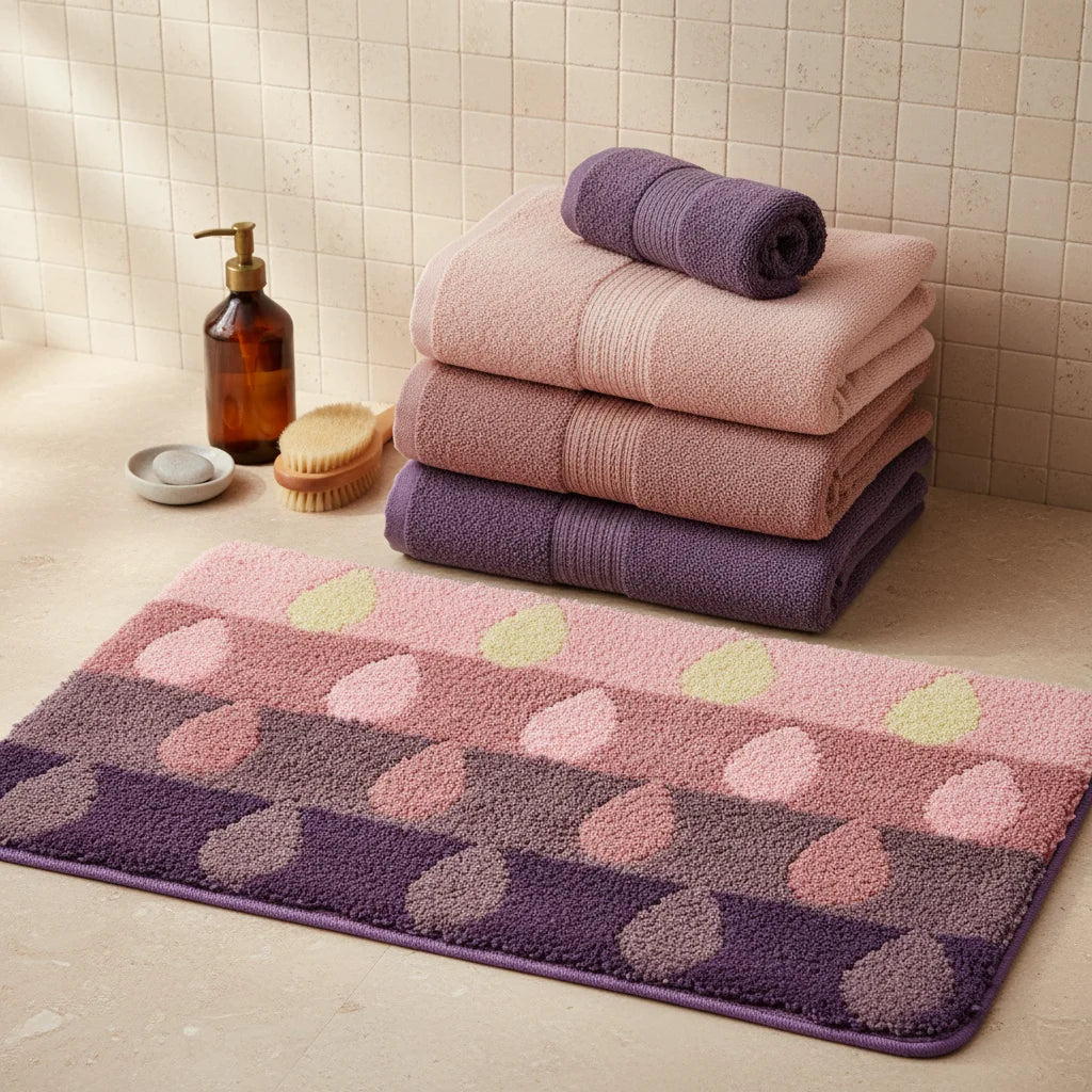 Tapis De Bain Design Rose Gouttes Crépuscule