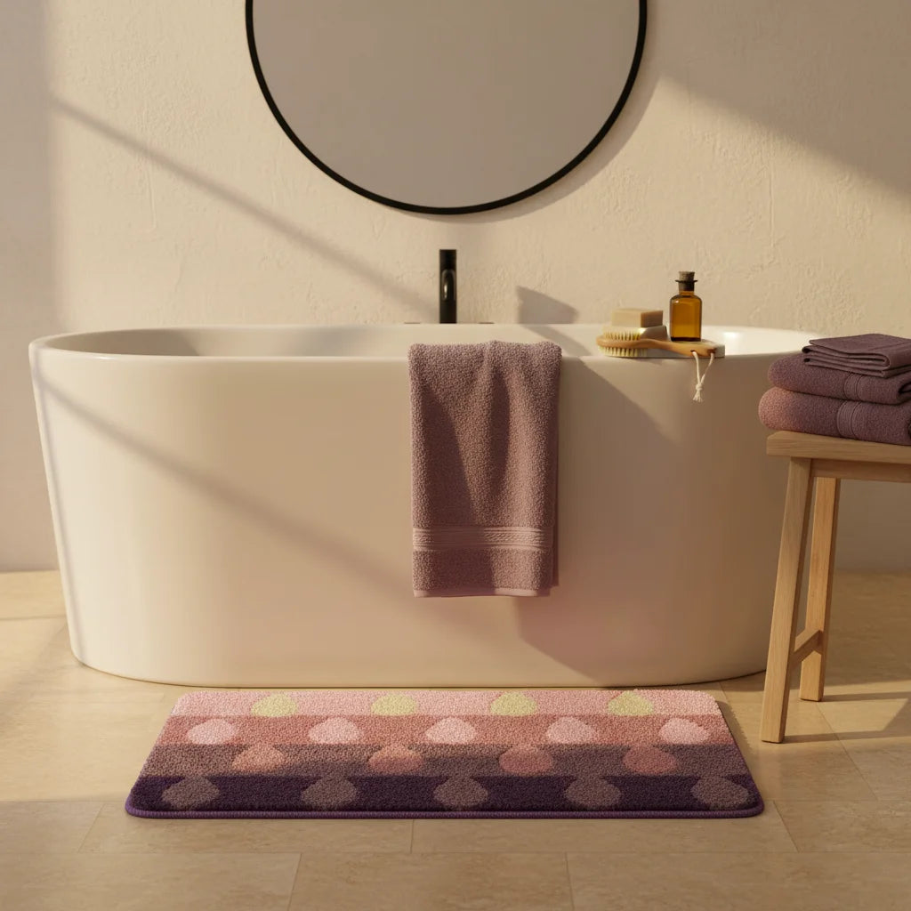 Tapis De Bain Design Rose Gouttes Crépuscule