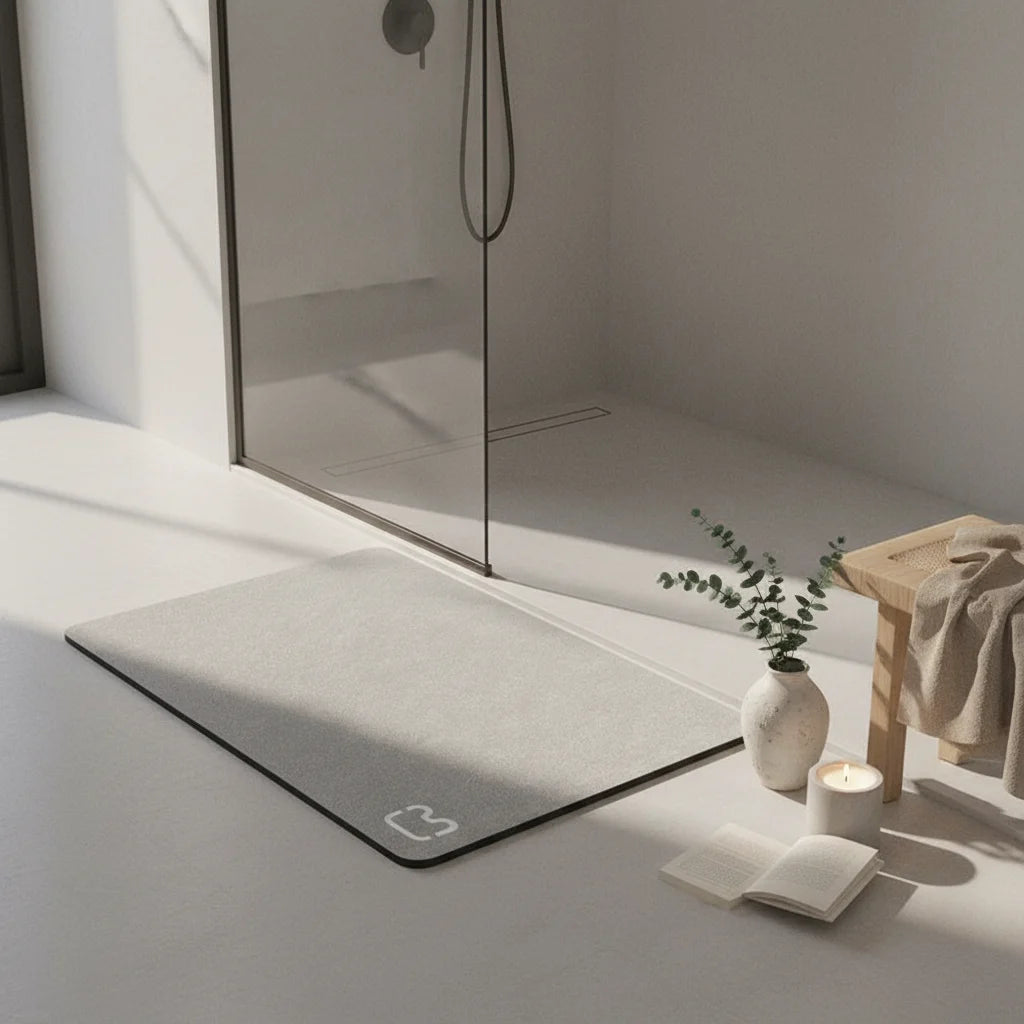 Tapis De Bain Diatomite 80-90cm Gris Minéral